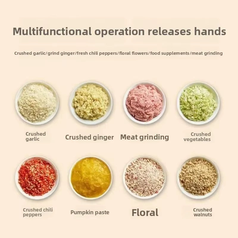 Mini Electric Garlic Chopper Meat Grinder Garlic Masher Machine Sturdy Durable Crushed Ginger Vegetable Crusher Baby Food Maker