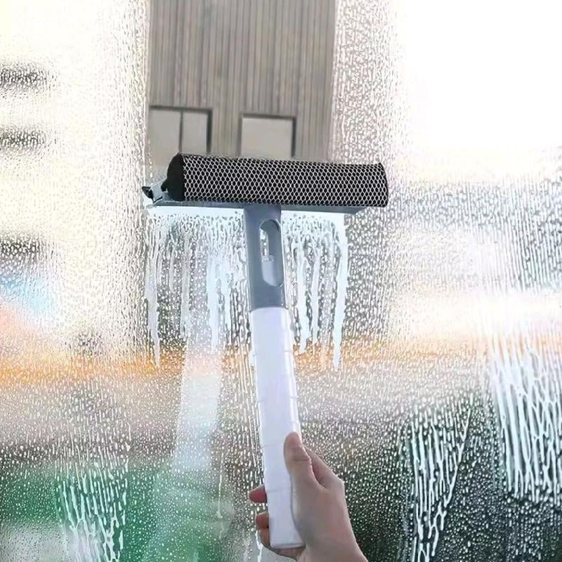 3 in 1 Window Cleaning - Brush, Glass Wiper & Spray Bottle