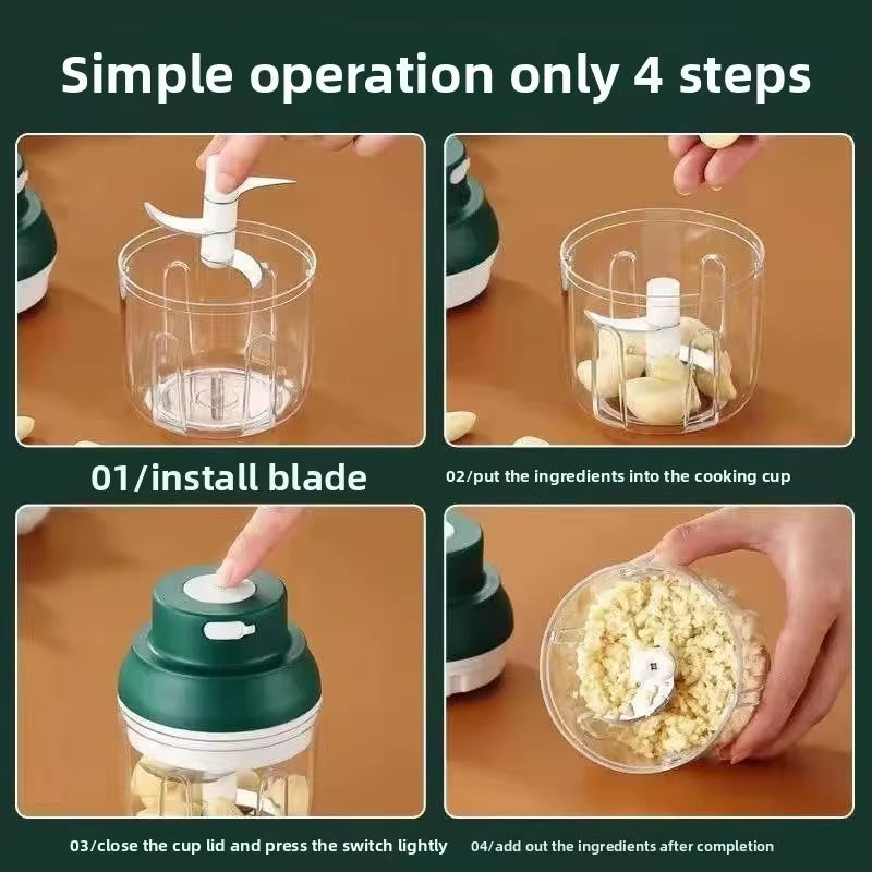 Mini Electric Garlic Chopper Meat Grinder Garlic Masher Machine Sturdy Durable Crushed Ginger Vegetable Crusher Baby Food Maker