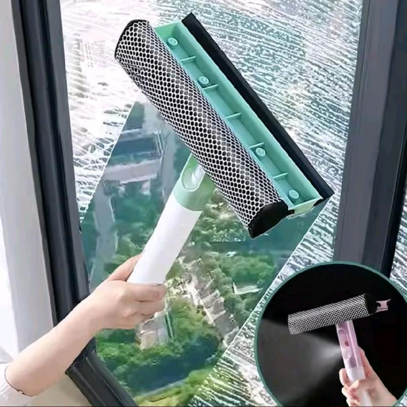 3 in 1 Window Cleaning - Brush, Glass Wiper & Spray Bottle