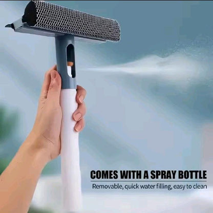 3 in 1 Window Cleaning - Brush, Glass Wiper & Spray Bottle